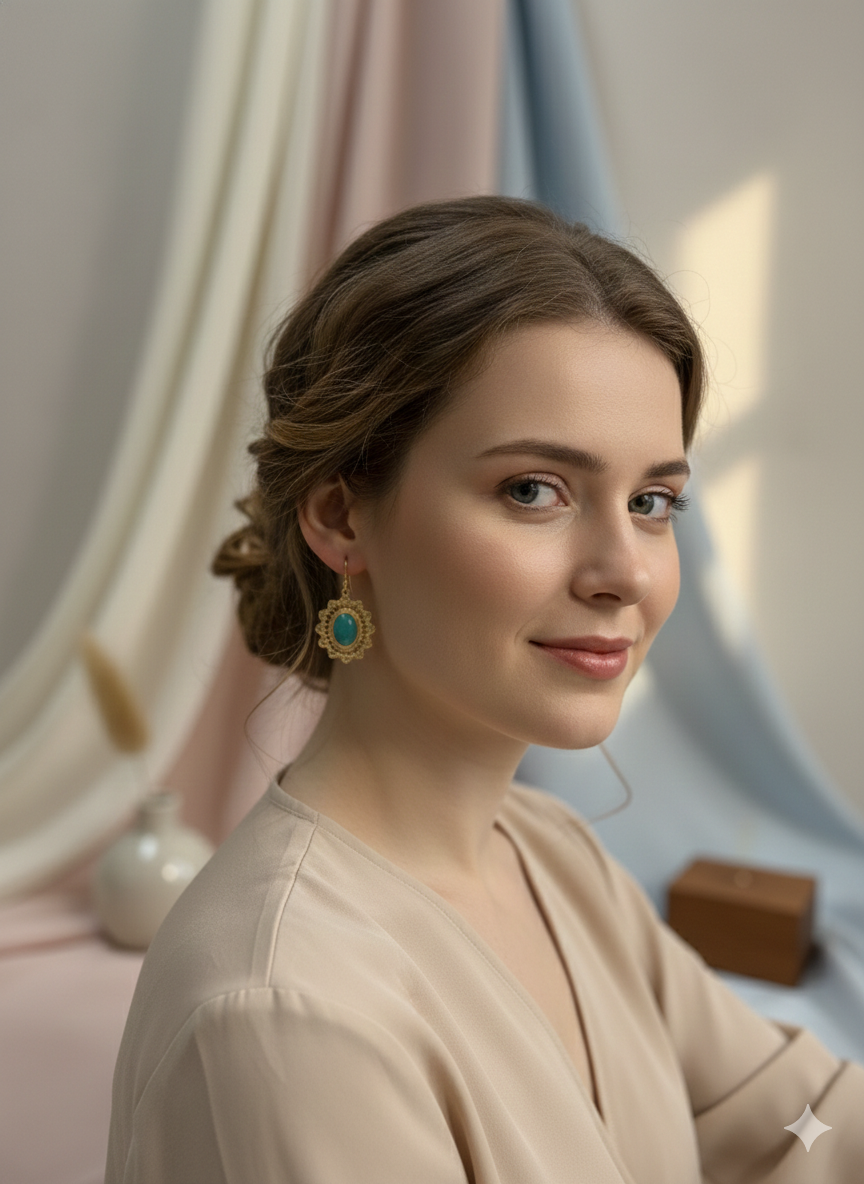 Turquoise Royal Halo Earrings