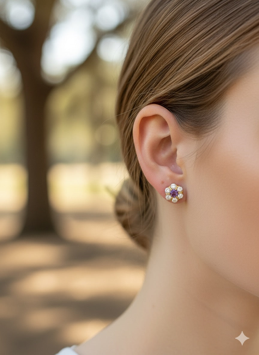 Amethyst Bloom Ear Studs