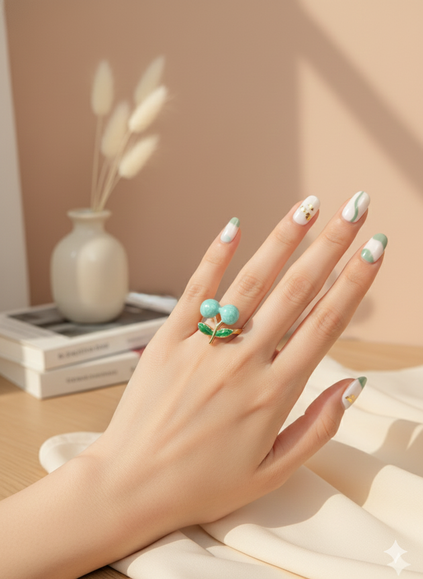 The Mint Glaze Cherry Rings