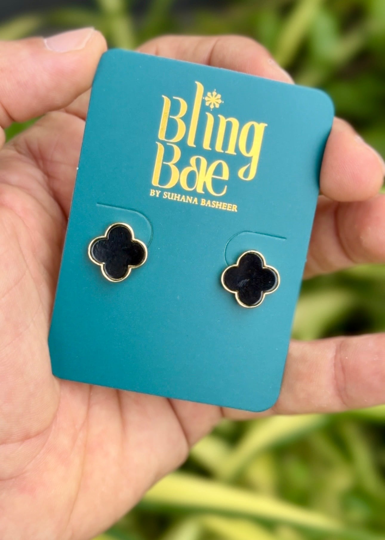 Black Clover Stud Earrings