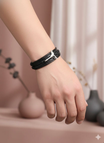 AnchorCraft Noir Leather Men’s Wristbands