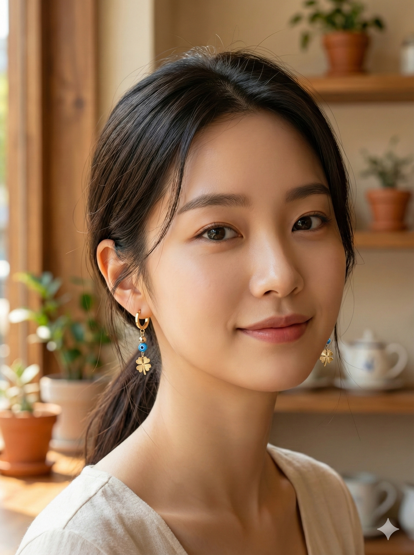 Blue Eye Clover Drops Earrings