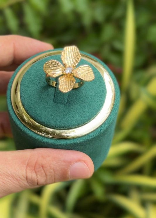 Golden Blossom Charm Rings (Adjustable)