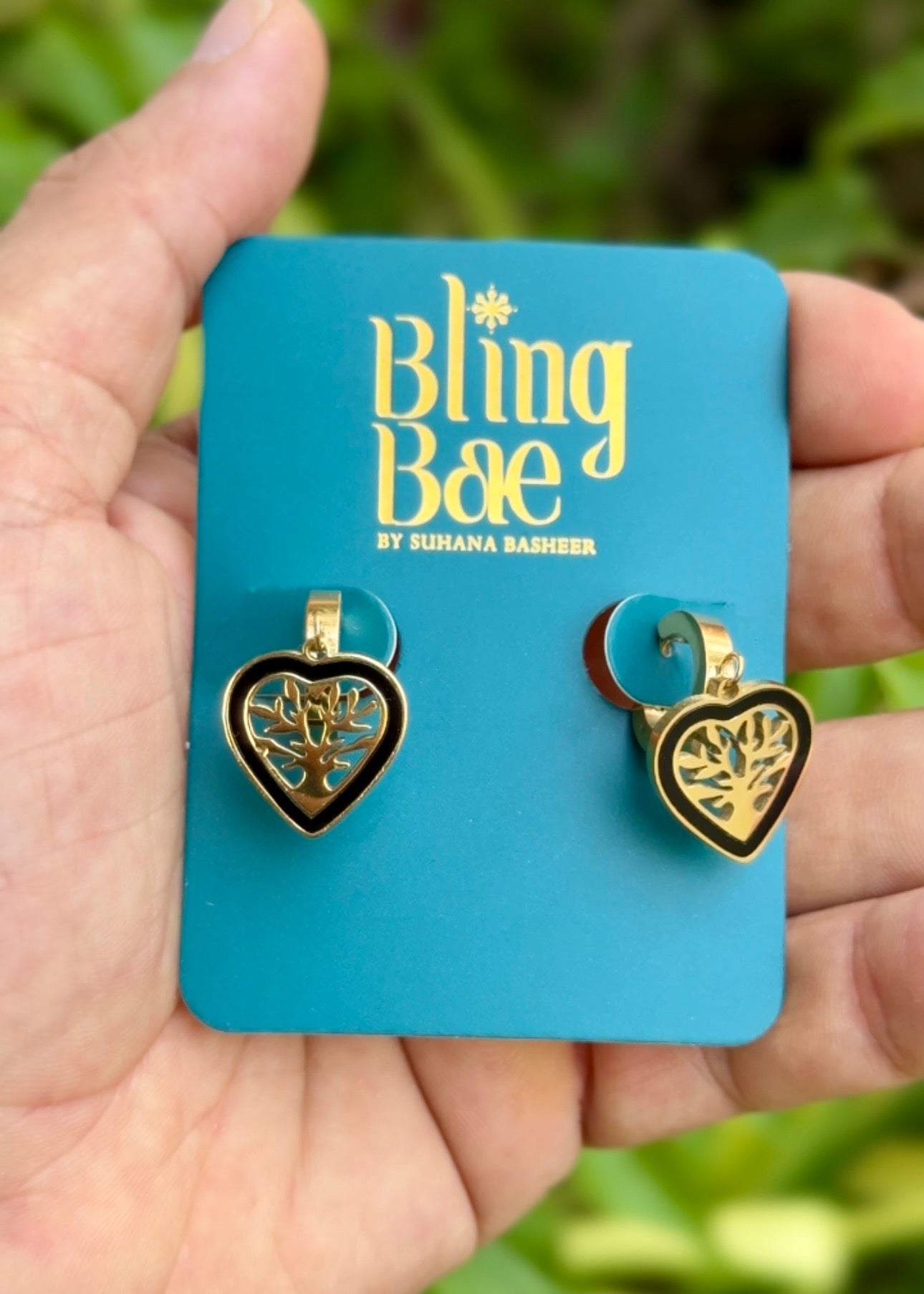 Noir Heart Tree Drops Earrings 🖤✨