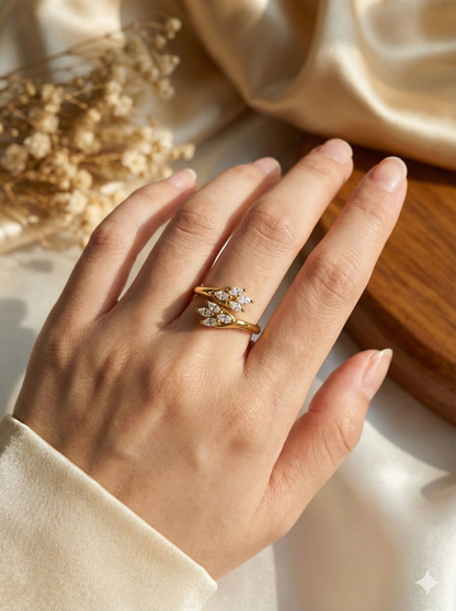 Golden Fern Rings (Adjustable)