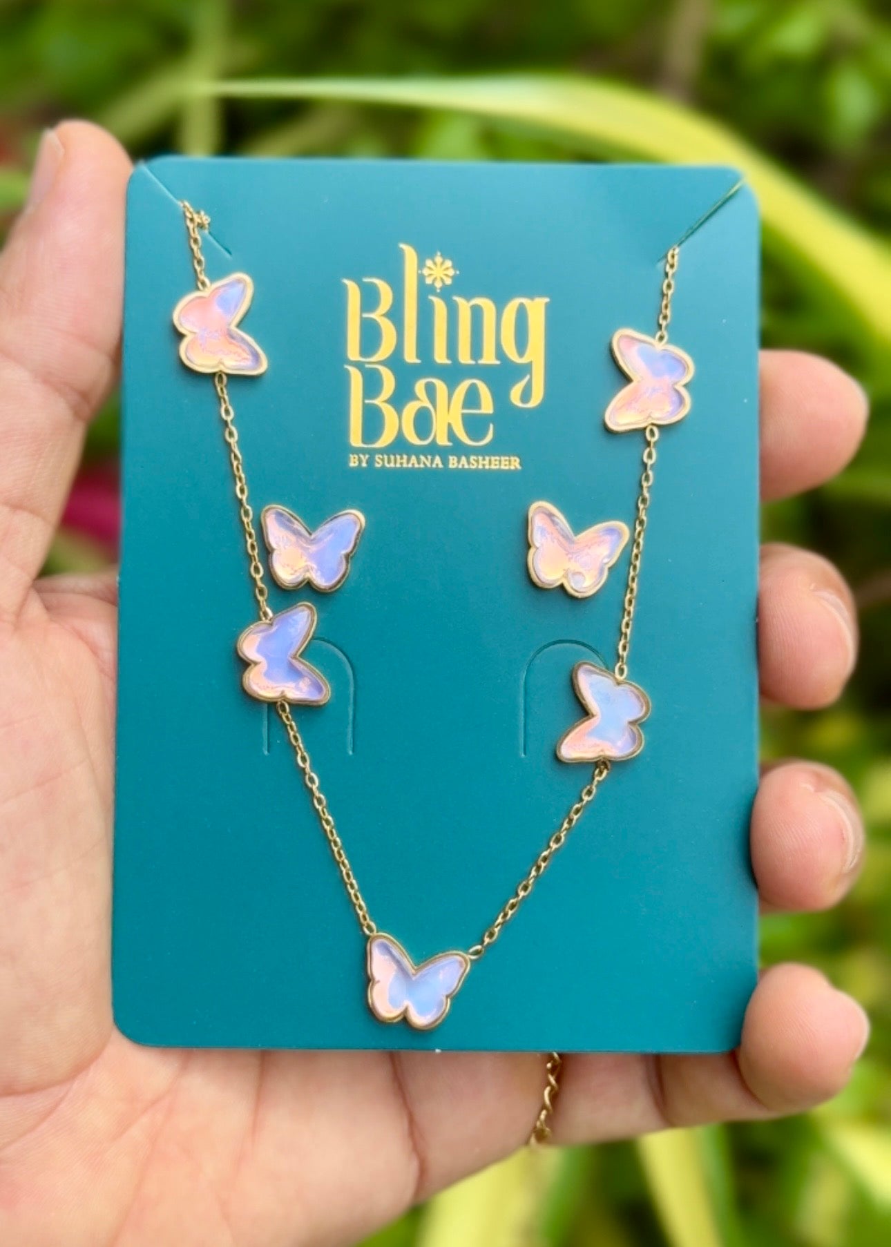 Iridescent Butterfly Charm Necklace & Earrings Sets 🦋✨