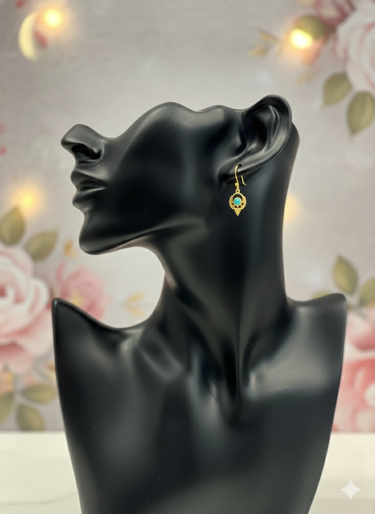 Turquoise Halo Teardrop Earrings