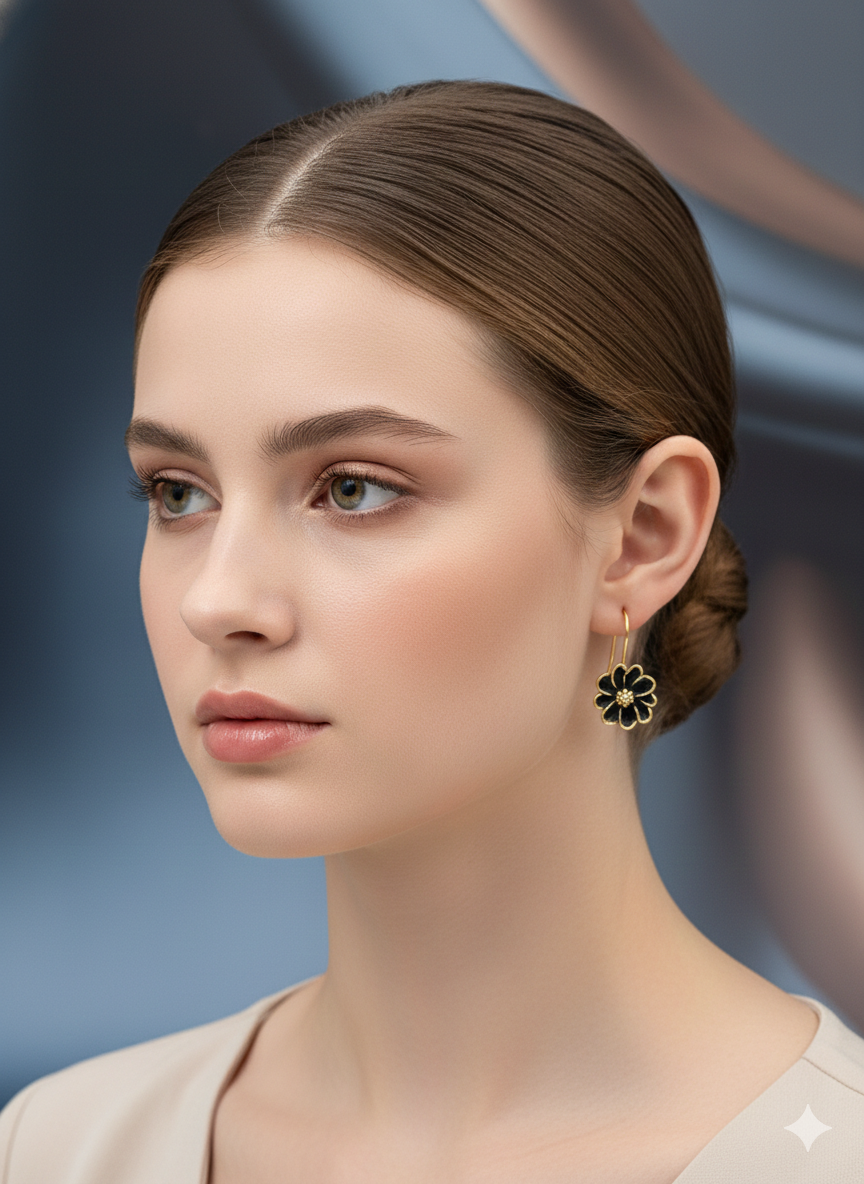 Golden Bloom Outline Drops Earrings