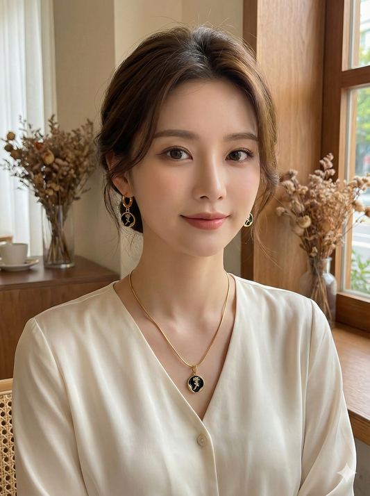 The Midnight Rose Necklace & Earrings Set