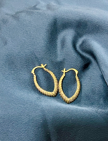 Golden Weave Oval Hoops Earrings