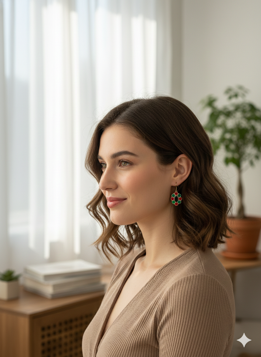 Oasis Mosaic Oval Drops Earrings