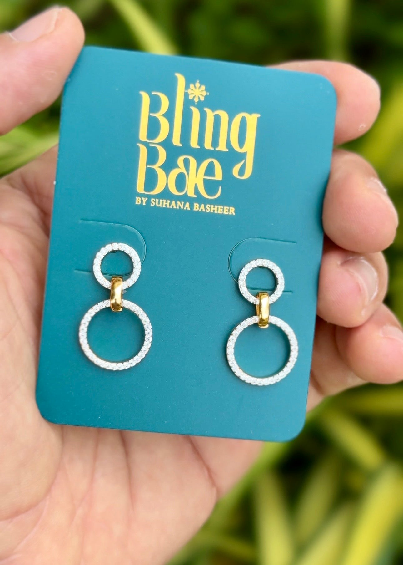 Crystal Double Circle Drop Earrings