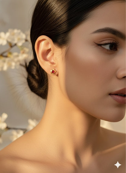 Oriental Ruby Blooms Studs