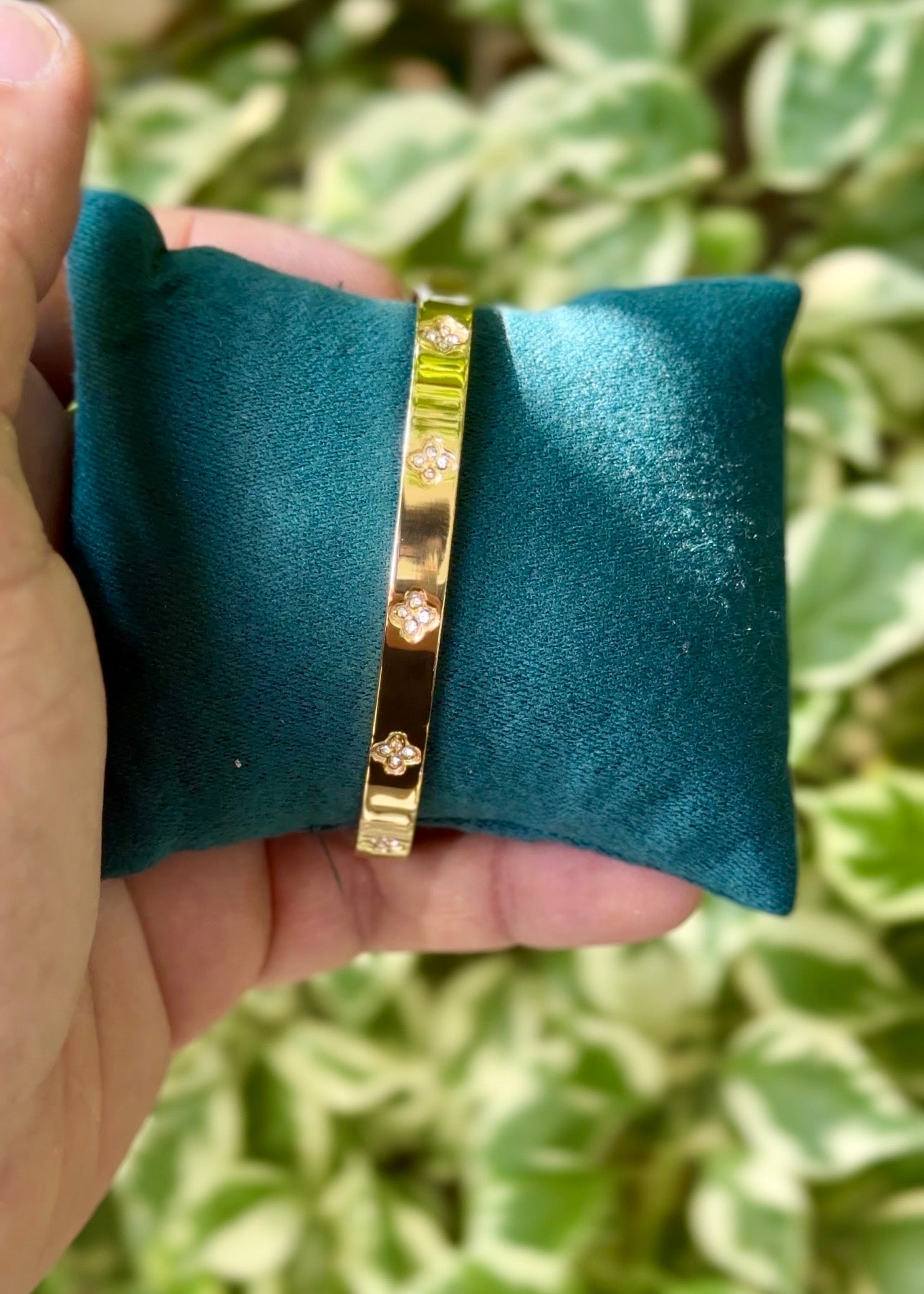 Golden Clover Spark Cuff Bangle ✨🌼