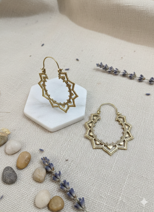 Sun Mandala Statement Hoops Earrings