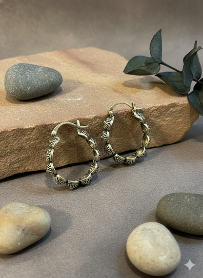 Desert Bead Tribal Hoops Earrings