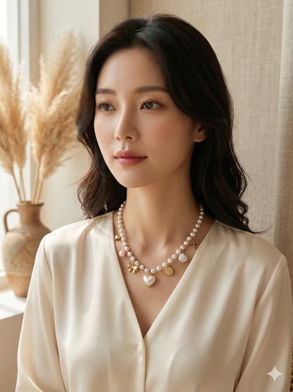 Pearl Heart Charm Necklace