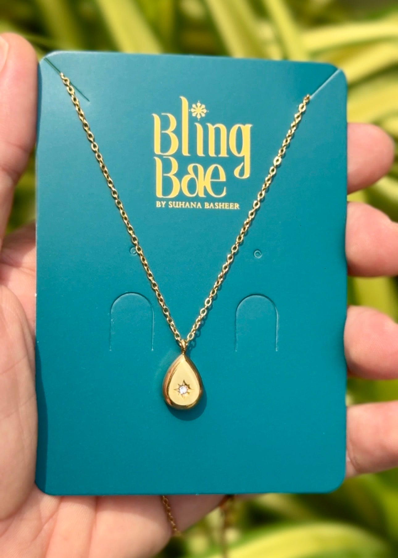 Golden Dewdrop Charm Necklace ✨💧