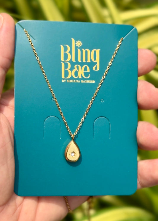 Golden Dewdrop Charm Necklace ✨💧