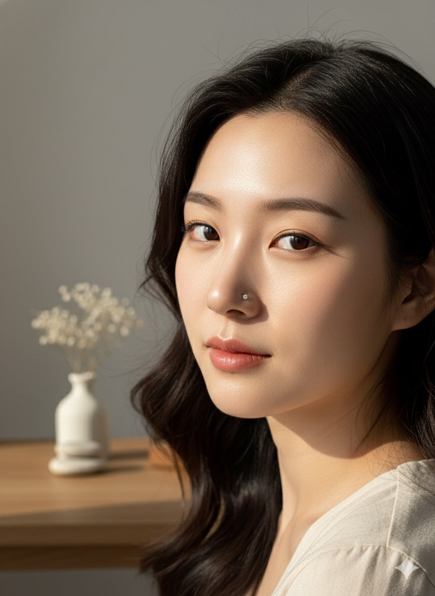 Ball-end Nose Stud (Titanium-silver - Stone 2mm)