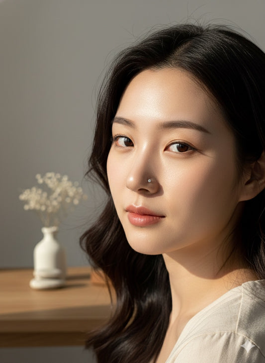 Ball-end Nose Stud (Titanium-silver - Stone 2mm)