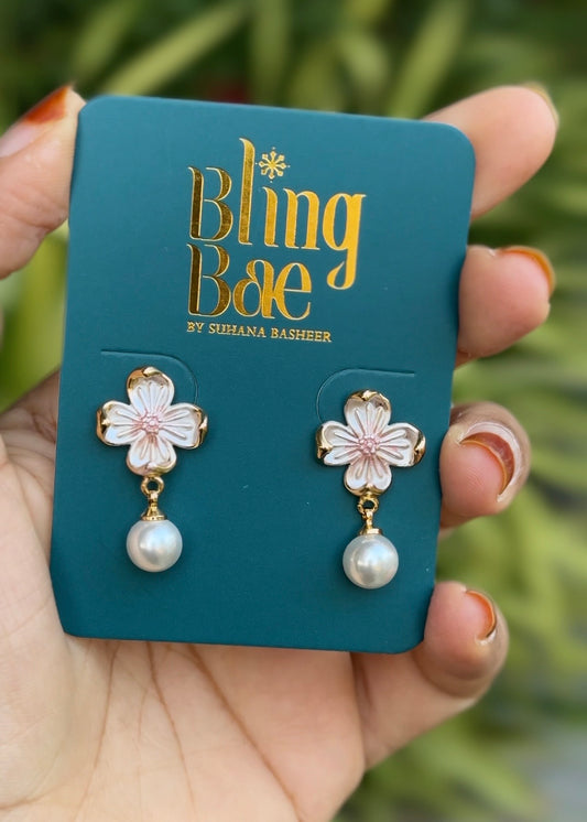 Blush Blossom Pearl Drops Earrings