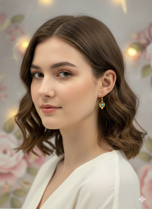 Turquoise Halo Teardrop Earrings