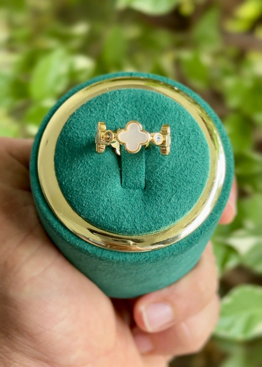 The Amara Clover Inlay Ring✨(Adjustable)
