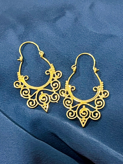 Royal Scroll Filigree Hoops Earrings