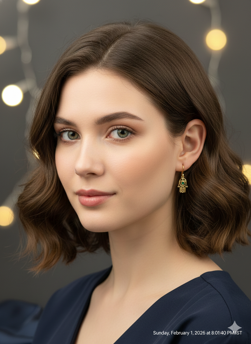 Turquoise Hamsa Charm Drops Earrings