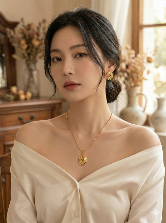 The Aurelian Swirl Necklace & Earrings Set