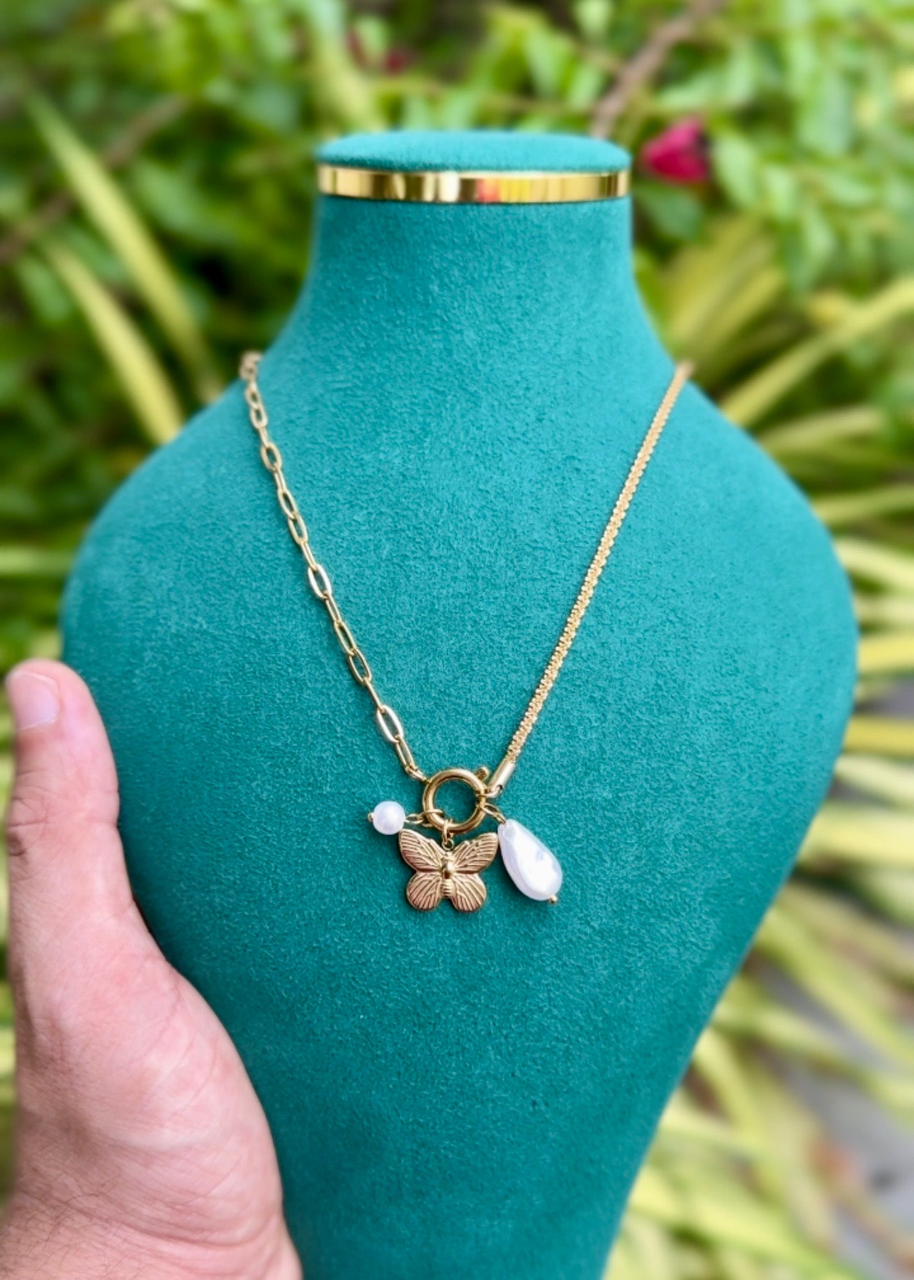 Butterfly Pearl Charm Necklace 🦋