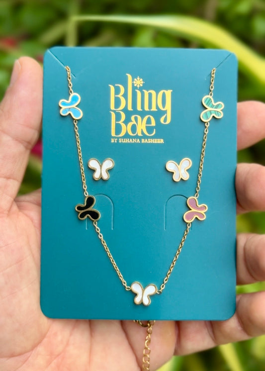 Pastel Flutter Butterfly Necklace & Earrings Sets 🦋✨