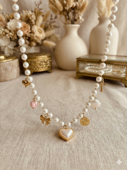 Pearl Heart Charm Necklace