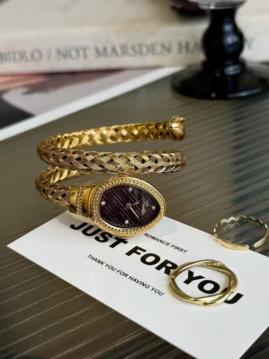 Scottie Luxury Snake-Style Bracelet Watch ✨ Braided Gold Design