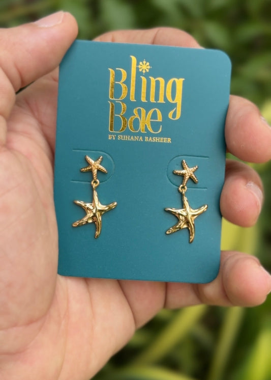 Golden Starfish Drop Earrings