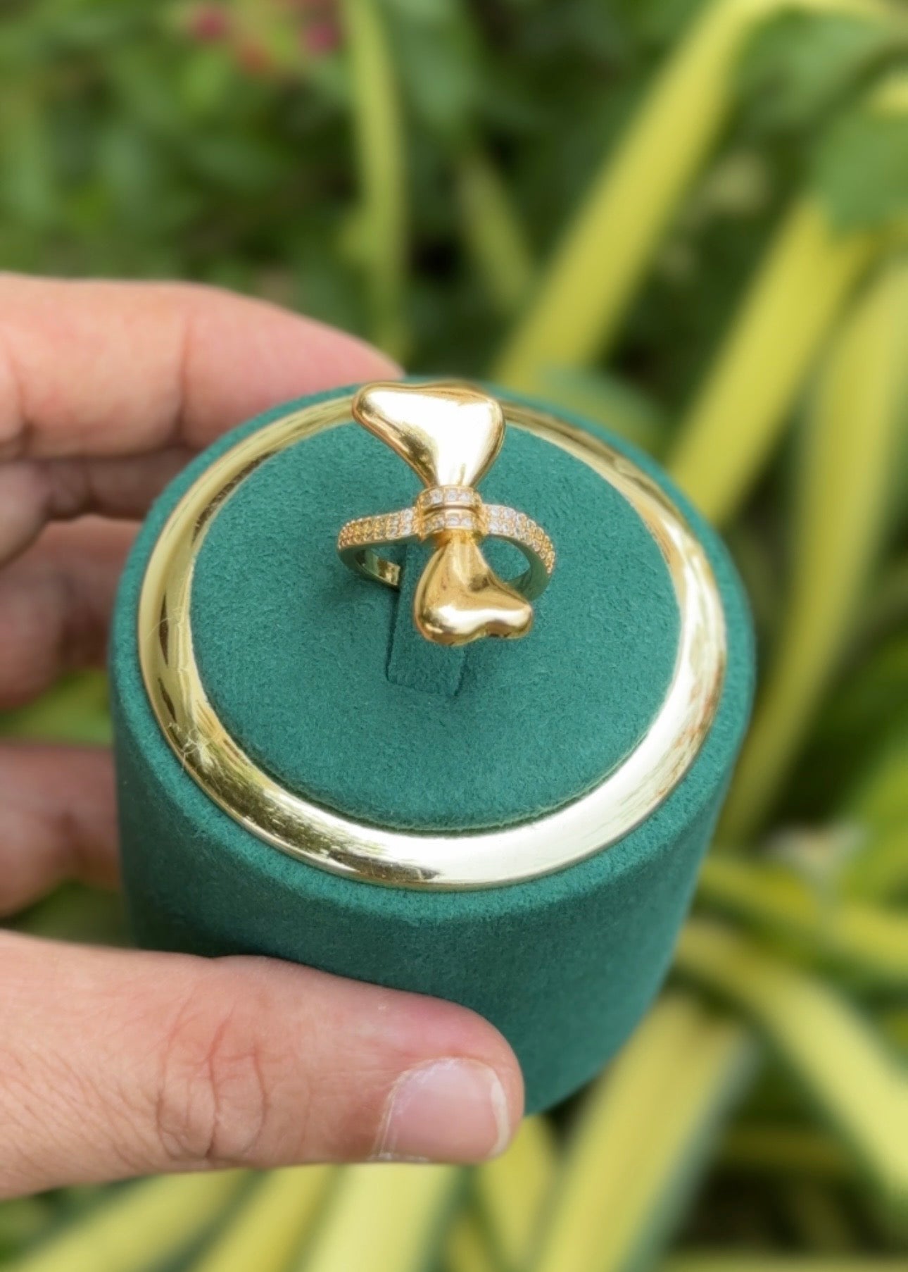 Golden Sculpted Duo Rings (Adjustable)