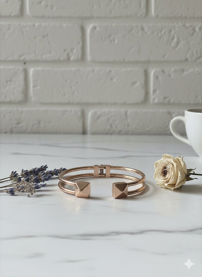 Urban Edge Cuff Bangle (Rose gold color)
