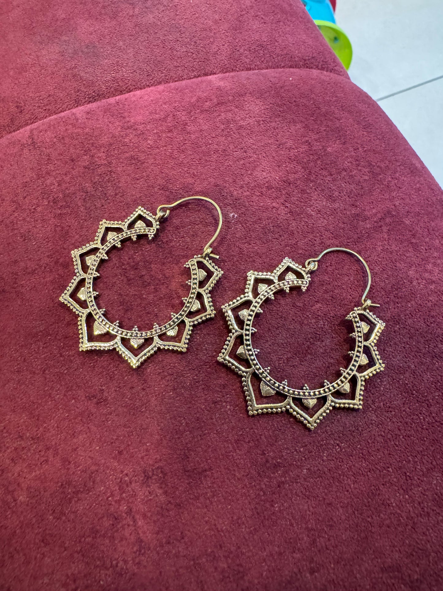 Sun Mandala Statement Hoops Earrings