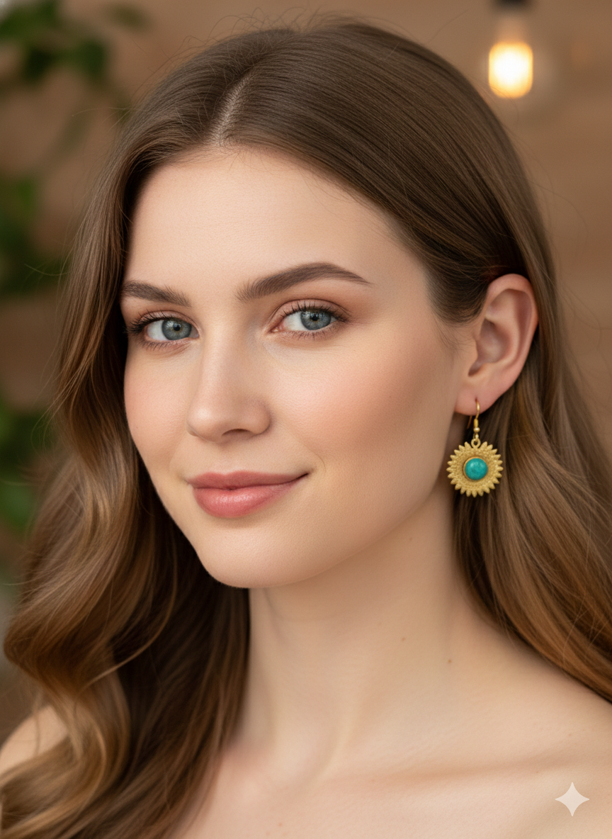 Turquoise Sun Medallion Earrings