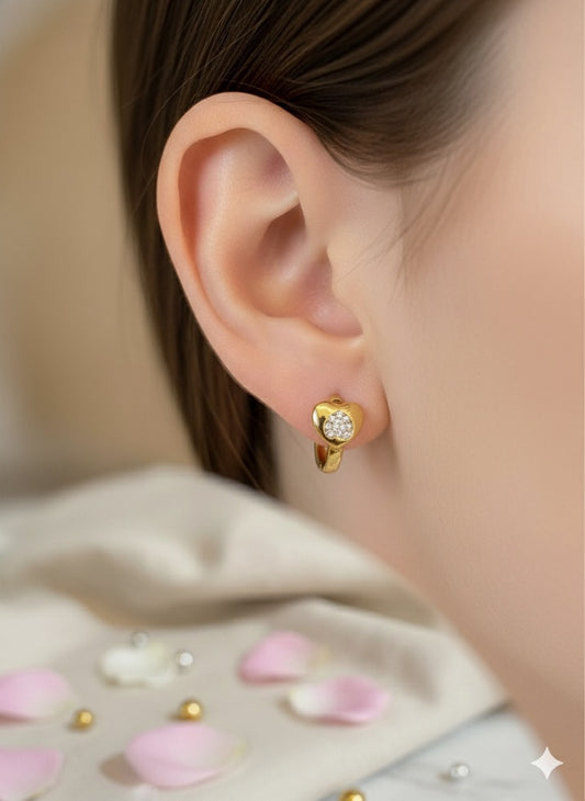 Golden Heart Hoops Earrings