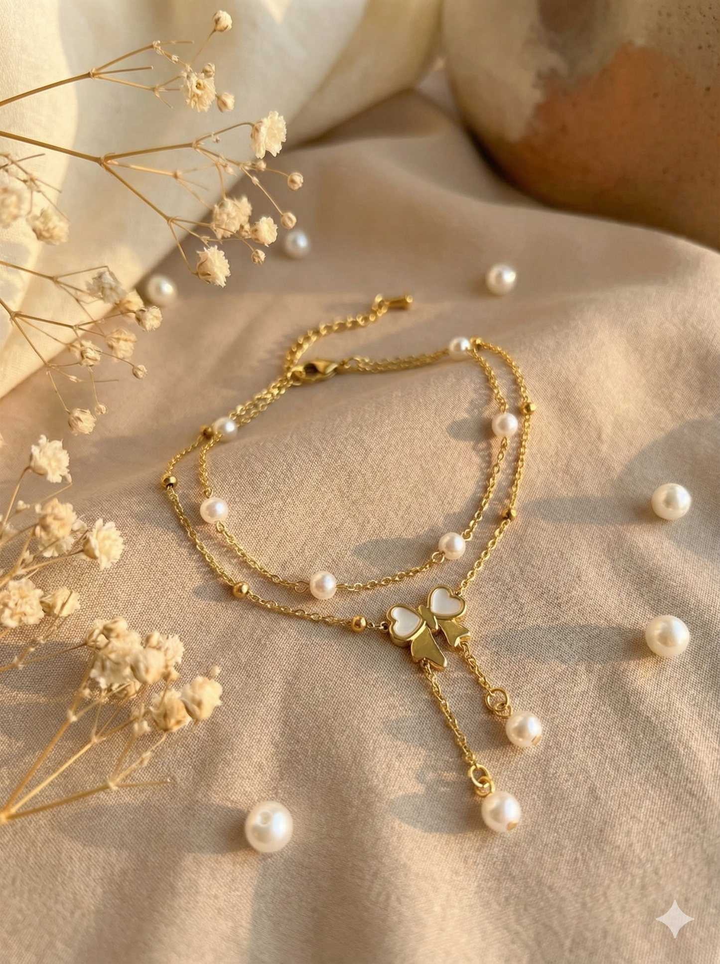 Butterfly Pearl Anklet/Bracelet (Single Piece)