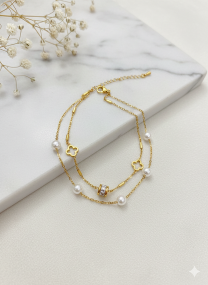 Pearl Clover Anklet/Bracelet (Single Piece)