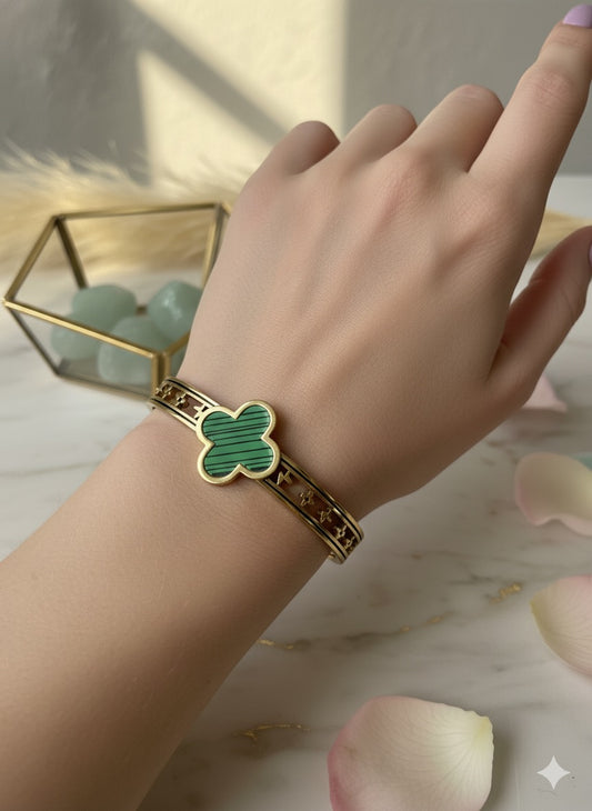Clover Charm Cuff Bangle