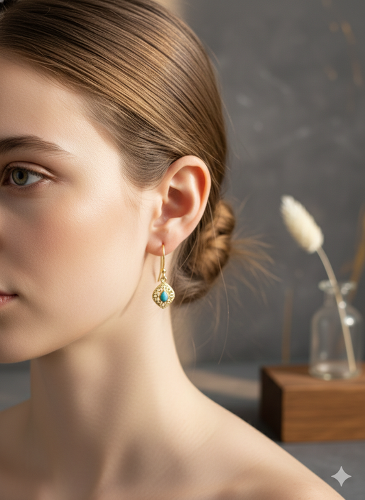 Turquoise Vintage Filigree Drops Earrings
