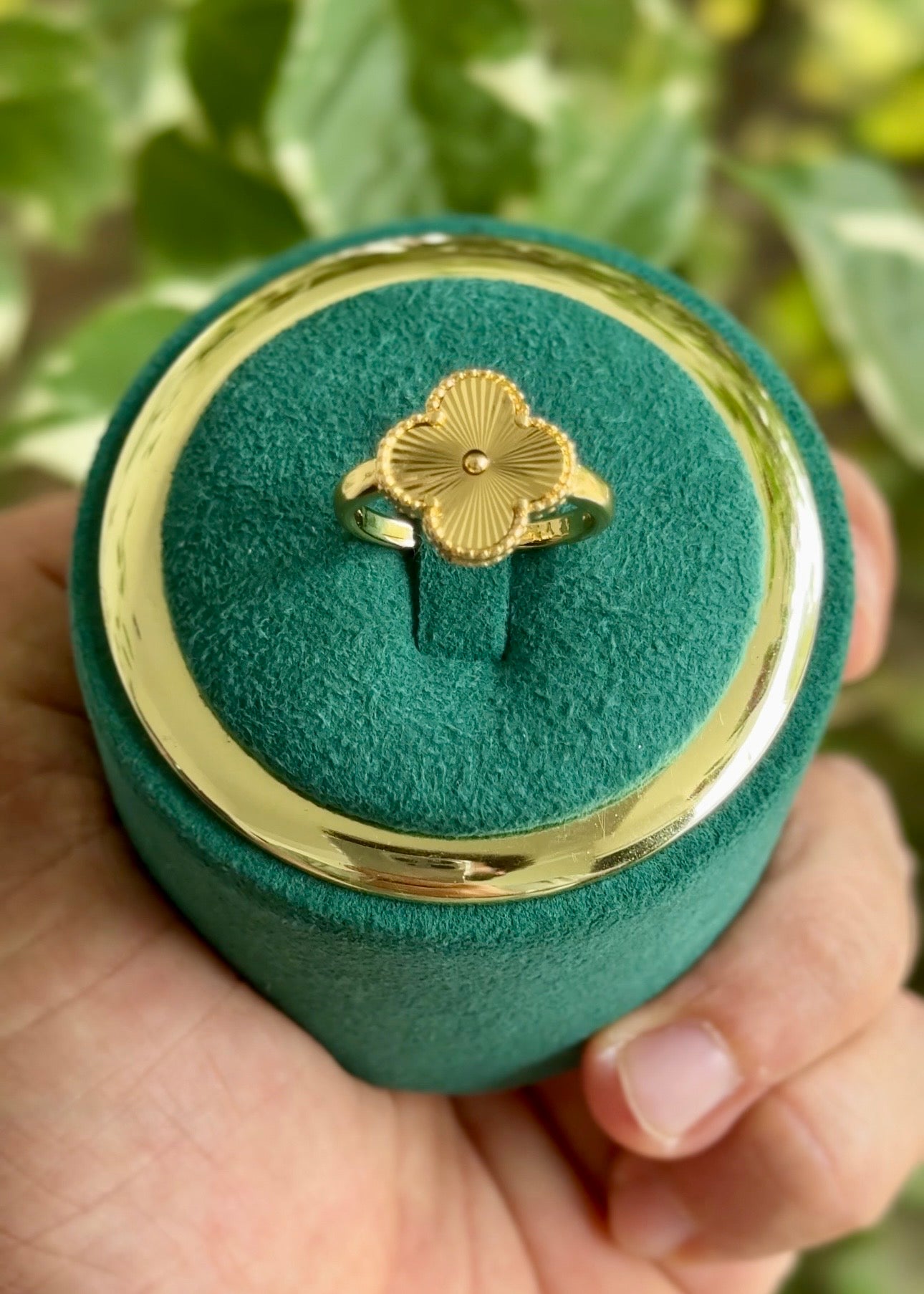 The Guilloché Clover Ring✨(Adjustable)