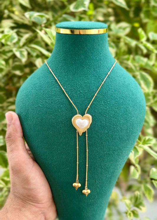 Royal Heart Drop Necklace 🤍💛✨