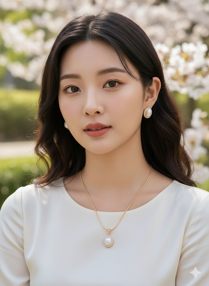 Royal Pearl Glow Necklace And Earrings Set