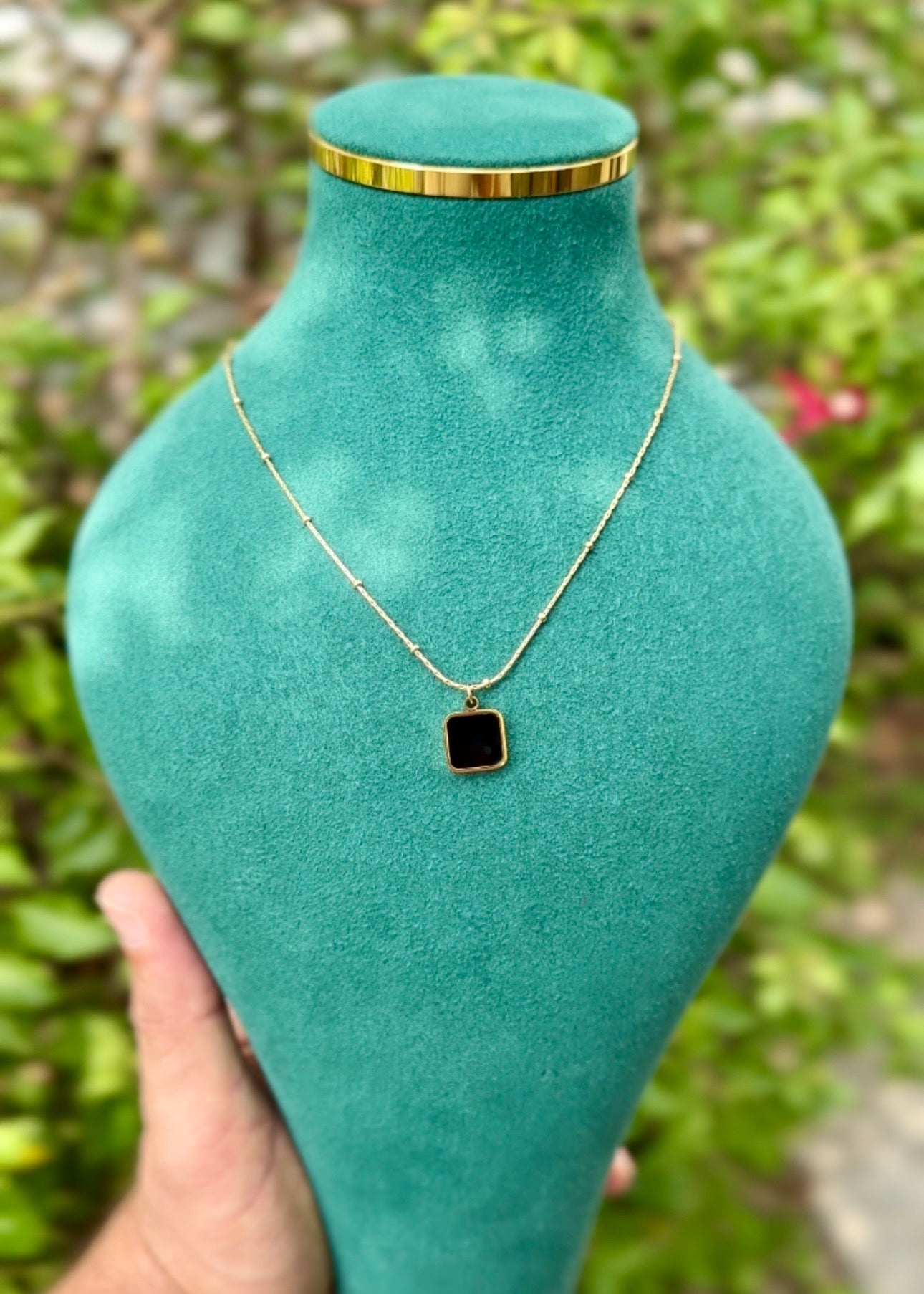 Classic Noir Square Necklace 🖤✨