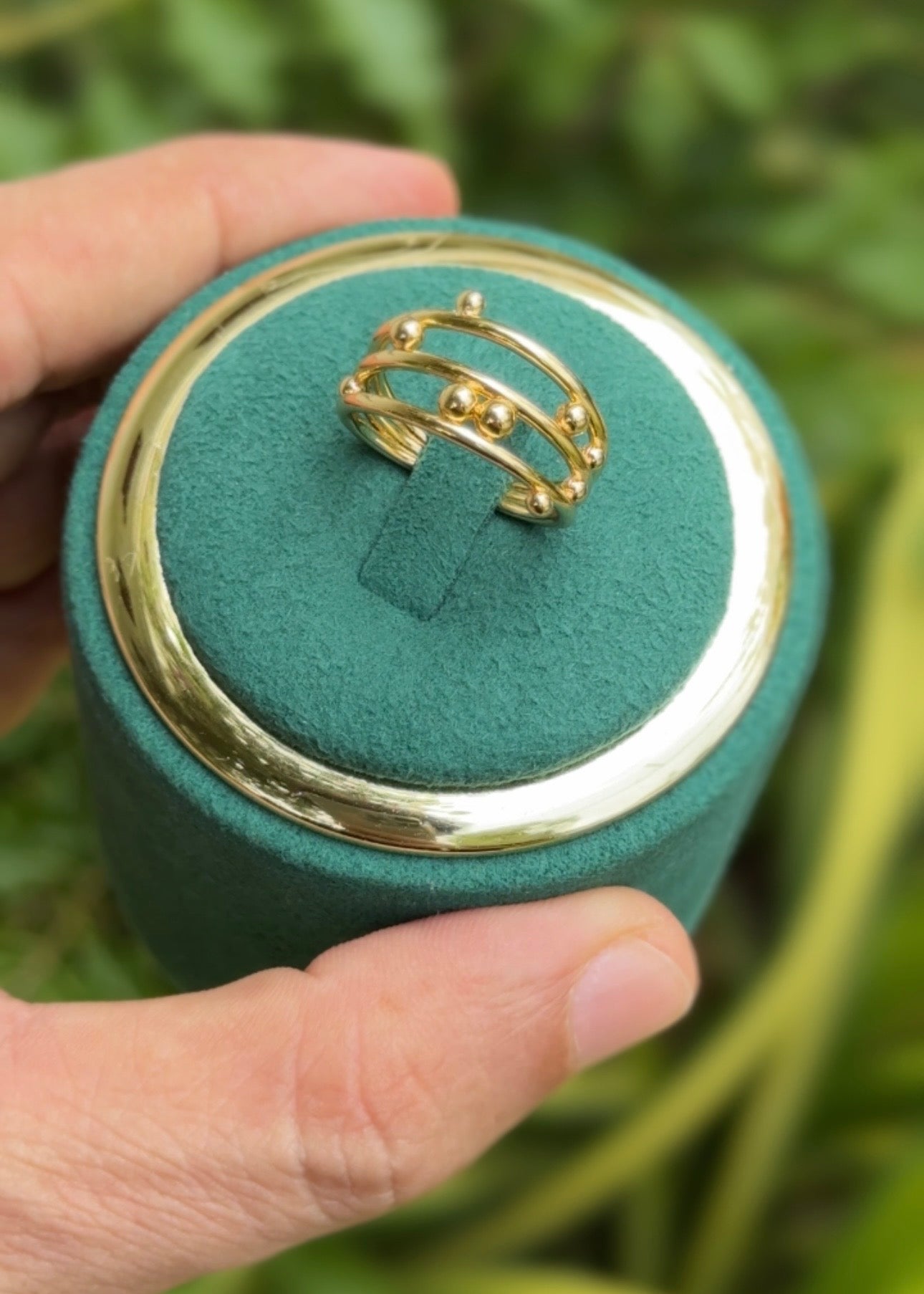 Golden Orbit Bead Rings (Adjustable)